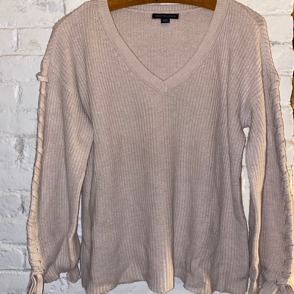 Beige V-neck sweater